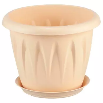 Кашпо для цветов алиция д12 см 0.6 л м-пластика белая глина