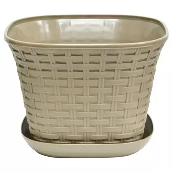 Кашпо для цветов ротанг 6,9л Violet квадратное капучино