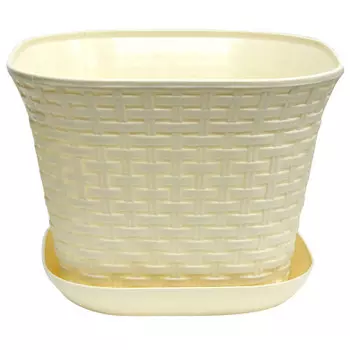 Кашпо для цветов ротанг 6,9л Violet квадратное слоновая кость