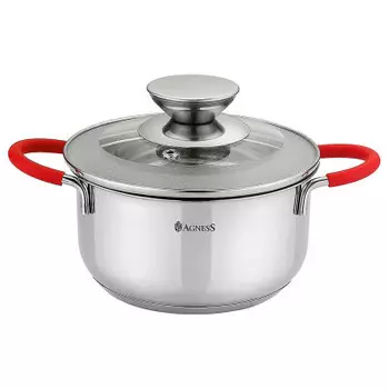 Кастрюля 1.45 л агнесс стеклянная крышка силиконовые вставки на ручках 937-172