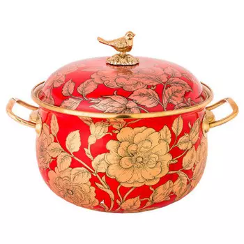 Кастрюля 2.1 л агнесс эмалированная золото/красная 950-141