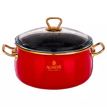 Кастрюля 2.4 л агнесс красная мраморное покрытие эмалированная 950-210