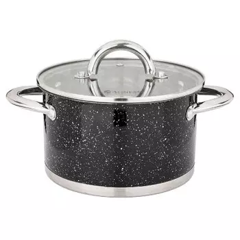 Кастрюля 2.5 л агнесс блэк марбл черный мрамор стеклянная крышка нержавеющая сталь 937-306