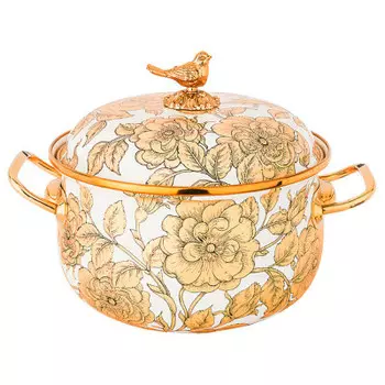 Кастрюля 2.8 л агнесс эмалированная золото/белая 950-102