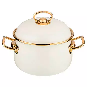 Кастрюля 2 л агнесс серия делюкс цвет молочный эмалированная индукционное дно 951-101