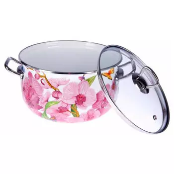 Кастрюля 3.1 л интерос орхидея стеклянная крышка п/у