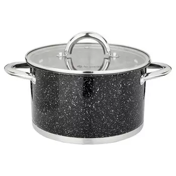 Кастрюля 3.5 л агнесс блэк марбл черный мрамор стеклянная крышка нержавеющая сталь 937-307