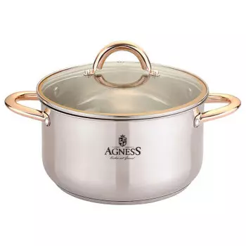 Кастрюля 3.5 л агнесс стеклянная крышка нержавеющая сталь индукционное дно 937-734