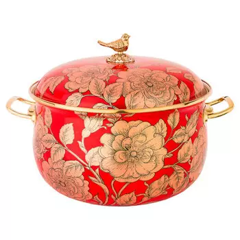 Кастрюля 3.8 л агнесс эмалированная золото/красная 950-143