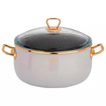 Кастрюля 4.1 л агнесс серая эмалированная мраморное покрытие стеклянная крышка