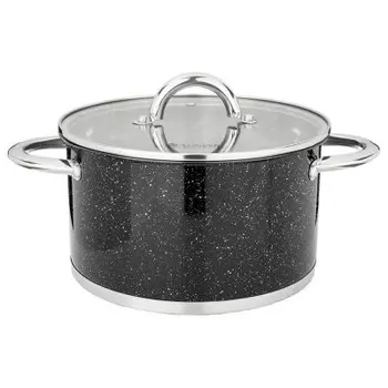 Кастрюля 4.6 л агнесс блэк марбл черный мрамор стеклянная крышка нержавеющая сталь 937-