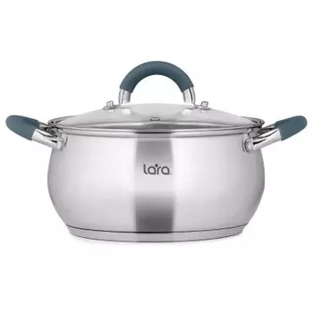 Кастрюля 4.7 л лара белль нержавеющая сталь силиконовые ручки lr02-483