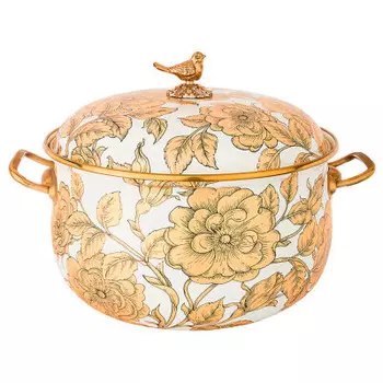 Кастрюля 4.8 л агнесс эмалированная золото/белая 950-104