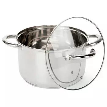 Кастрюля 4 л аттрибут симпл нержавеющая сталь стеклянная крышка ass073