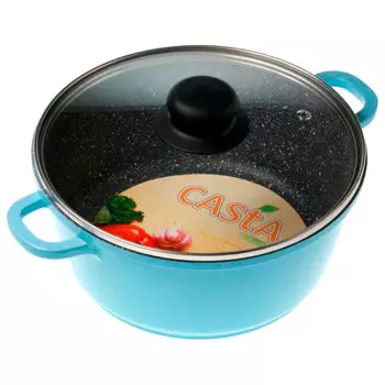 Кастрюля 4 л каста колор голубая литой алюминий кс-4-bl