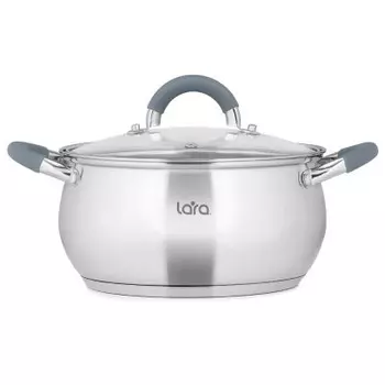 Кастрюля 6.1 л лара белль нержавеющая сталь силиконовые ручки lr02-484