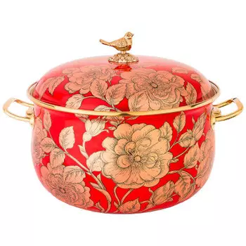 Кастрюля 6.1 л агнесс эмалированная золото/красная 950-145