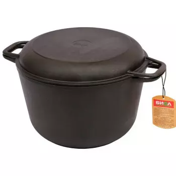 Кастрюля 6л чугун с крышкой-сковородой БИОЛ