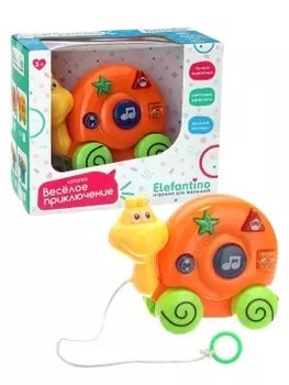 Каталка элефантино улитка на веревочке на батарейках свет/звук в/к 19*9, 5*16 см it107225