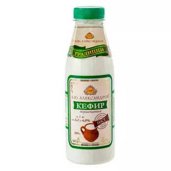 Кефир б.ю.александров 0.5 л 3, 2-4, 0% пл/б