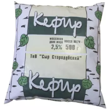 Кефир березка 0,5л 2,5% пакет