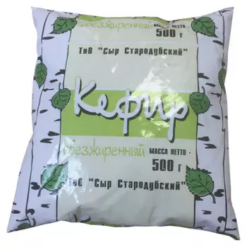 Кефир березка 0,5л нежирный пакет
