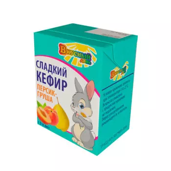 Кефир вкусный день 200г 2,5% персик груша тетрабрик
