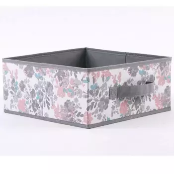 Кофр для хранения абсолют хоум 28*28*12см серые цветы sp-22