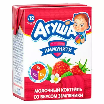 Коктейль молочный Агуша земляника 0,2л 2,5%