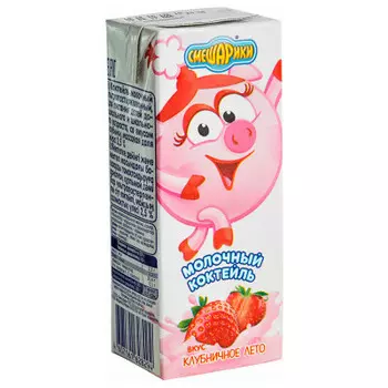 Коктейль молочный смешарики 0,2л 2,5% клубника