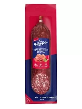 Колбаса бородинская экстра сырокопченая полусухая 200 г изделие колбасное мясное черкизово