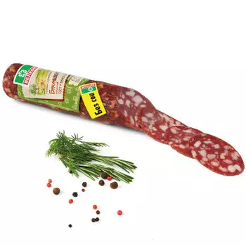 Колбаса брауншвейгская сырокопченая полусухая вакуумная упаковка 300 г велком