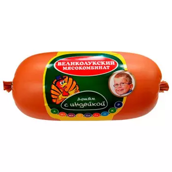 Колбаса детям с индейкой 500 г полиамид мясной продукт великолукский мясокомбинат