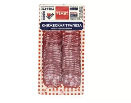 Колбаса княжеская трапеза сырокопченая вакуумная упаковка 100 г ремит нарезка