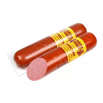 Колбаса сервелат финский варено-копченая вакуумная упаковка папа может колбасное изделие мясной прод