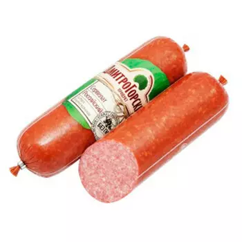 Колбаса сервелат российский варено-копченая вакуумная упаковка дмитрогорский продукт