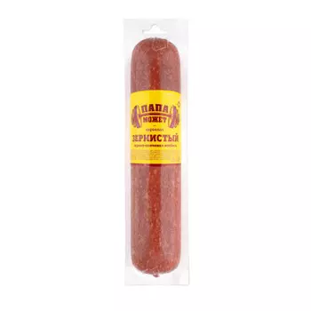 Колбаса сервелат зернистый в/к папа может в/у колбасное изделие мясной продукт