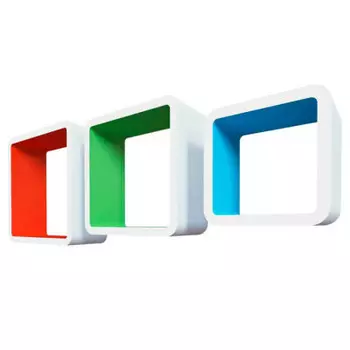 Комплект полок Qwerty амстердам белый/оранжевый/зелёный/голубой 27*27*10см 23*23*10см 19*1