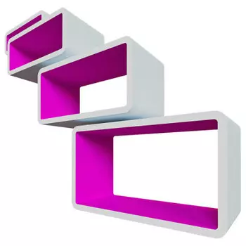 Комплект полок Qwerty бангкок белый/пурпурный 47*27*20см 43*21*20см 39*16*20см 35*12*20см