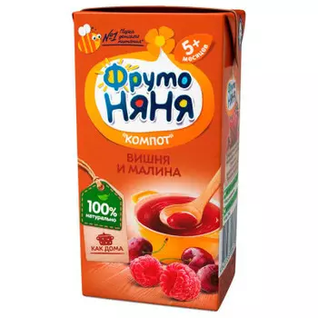 Компот ФрутоНяня вишня и малина с 5 месяцев 200мл