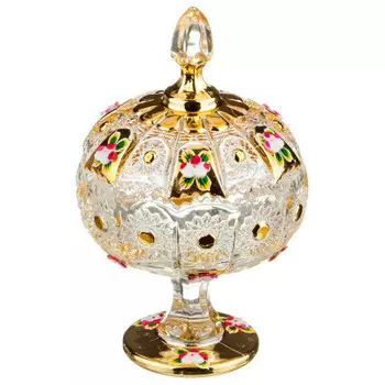 Конфетница 11*18.5 см с крышкой лефард голд гласс 195-110