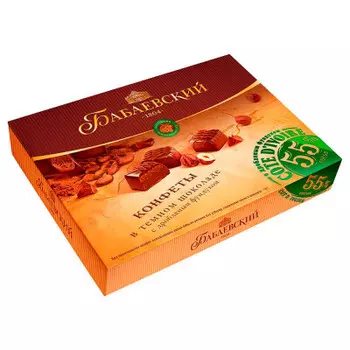 Конфеты бабаевские 170 г в темном шоколаде с дробленым фундуком бабаевский