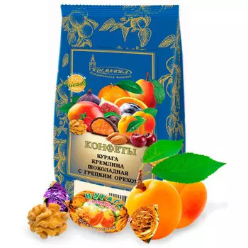 Конфеты курага в шоколаде 190г с грецким орехом кремлина