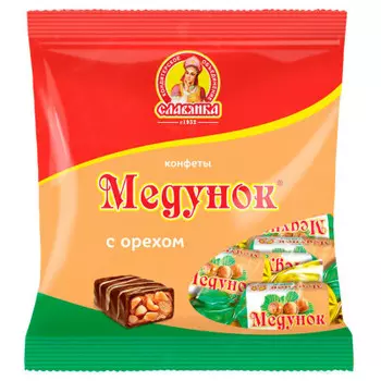 Конфеты медунок 202г с орехом Славянка