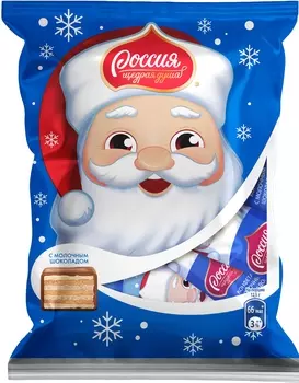 Конфеты россия щедрая душа 128 г вафельные с молочным шоколадом новогодний дизайн