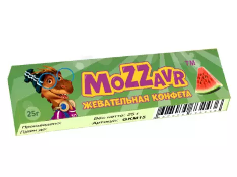 Конфеты жев. моззавр 25 г со вкусом арбуза