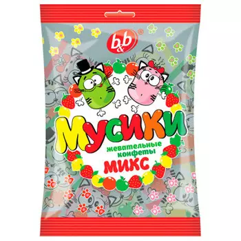 Конфеты жевательные мусики 180г микс би-энд-би