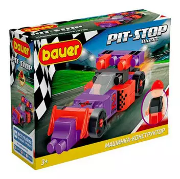 Конструктор Bauer гоночная машина Pit-Stop фиолетово-красный в/к 813