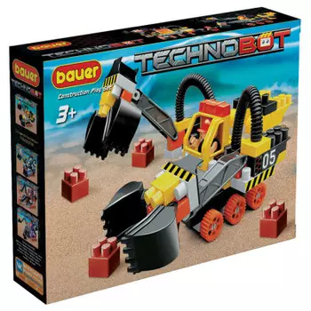 Конструктор Bauer робот с пилотом технобот желто-серый в/к 795