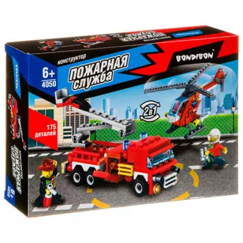 Конструктор бондибон 175 деталей пожарная служба вертолет машина в/к вв4050